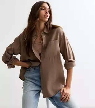 Светло-коричневая свободная рубашка New Look, светло-серый