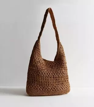 Светло-коричневая тканая сумка-хобо с напуском New Look, светло-коричневый