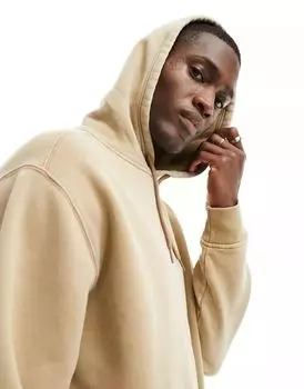 Светло-коричневая толстовка свободного кроя Hollister с молнией в боковом шве и буквенным логотипом