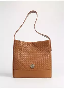 Светло-коричневая женская кожаная сумка через плечо BRAID-BRIANA Vince Camuto, загар