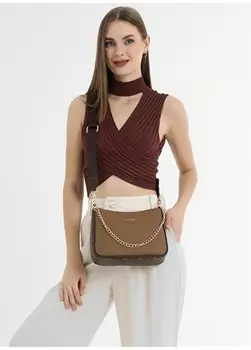 Светло-коричневая женская сумка через плечо Fossil