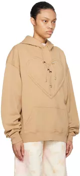 Светло-коричневое худи с сердечками Collina Strada