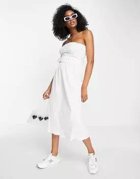 Светло-коричневое платье миди с мятым поясом ASOS DESIGN ASOS DESIGN
