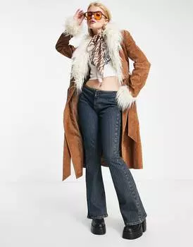 Светло-коричневое замшевое афганское пальто ограниченной серии Reclaimed Vintage