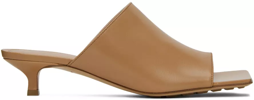 Светло-коричневые эластичные мюли Bottega Veneta
