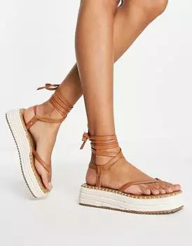 Светло-коричневые эспадрильи на платформе ASOS DESIGN Joanna