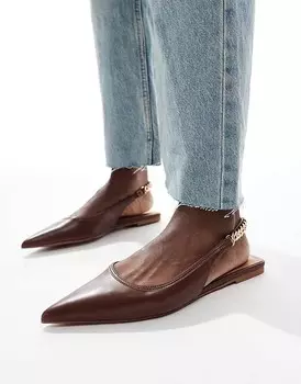 Светло-коричневые балетки с ремешком на пятке ASOS DESIGN Link