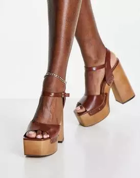 Светло-коричневые босоножки на высоком каблуке ASOS DESIGN Nico