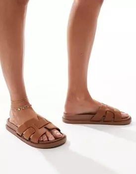Светло-коричневые босоножки со стелькой с тремя ремешками Truffle Collection