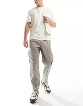 Светло-коричневые брюки без застежки из смесового льна New Look