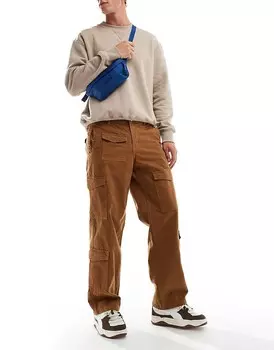 Светло-коричневые брюки-карго свободного кроя с множеством карманов Jack & Jones