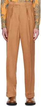 Светло-коричневые брюки со складками Dries Van Noten