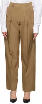 Светло-коричневые брюки со складками спереди Victoria Beckham