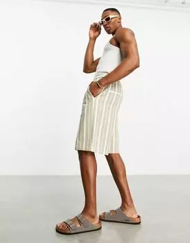 Светло-коричневые фактурные удлиненные шорты-солнце ASOS