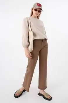 Светло-коричневые хлопковые брюки с кисточками ALL DAY