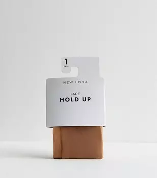 Светло-коричневые колготки с кружевной отделкой New Look, светло-коричневый