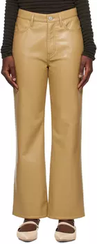 Светло-коричневые кожаные брюки FRAME Le Jane