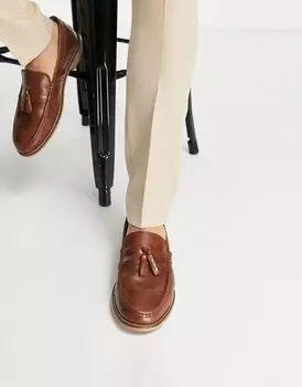 Светло-коричневые кожаные лоферы с кисточками ASOS DESIGN на натуральной подошве
