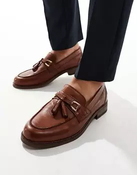 Светло-коричневые кожаные лоферы с кисточками ASOS DESIGN