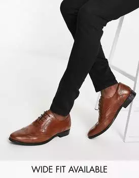 Светло-коричневые кожаные оксфорды броги ASOS DESIGN