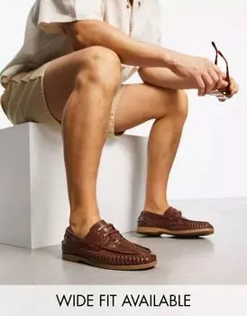 Светло-коричневые кожаные туфли-лодочки ASOS с паутиной