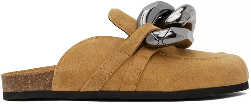 Светло-коричневые лоферы с цепочкой JW Anderson