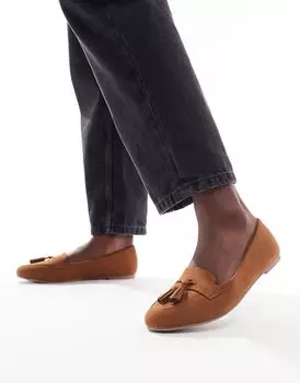 Светло-коричневые лоферы с кисточками New Look