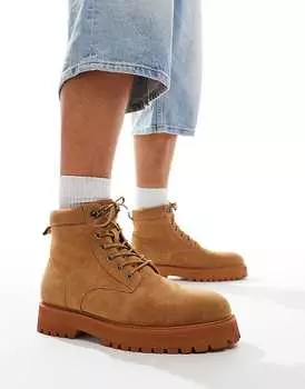 Светло-коричневые рабочие ботинки на шнуровке ASOS DESIGN
