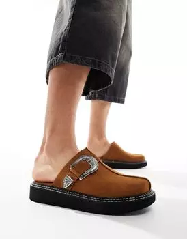 Светло-коричневые сандалии-мюли с массивной подошвой ASOS DESIGN