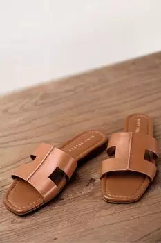 Светло-коричневые шлепанцы Meave с вырезами Mint Velvet, коричневый