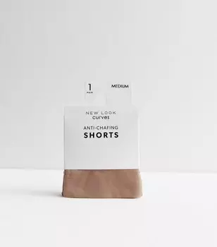 Светло-коричневые шорты Curves плотностью 80 ден с защитой от натирания New Look, светло-коричневый