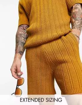 Светло-коричневые шорты комбинированной вязки с косами ASOS