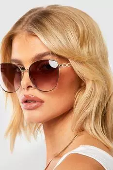 Светло-коричневые солнцезащитные очки «кошачий глаз» boohoo, коричневый