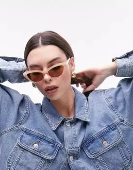 Светло-коричневые солнцезащитные очки "кошачий глаз" Topshop Marigold