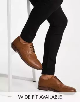 Светло-коричневые туфли-броги из искусственной кожи ASOS