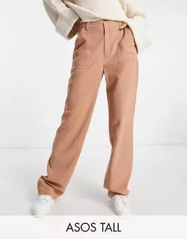 Светло-коричневые узкие брюки ASOS DESIGN Tall