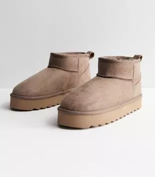 Светло-коричневые замшевые ботинки на подкладке из искусственного меха New Look, светло-коричневый