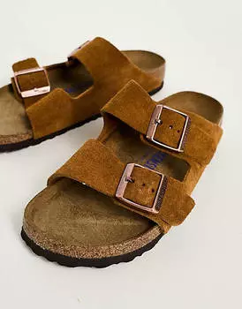 Светло-коричневые замшевые сандалии Birkenstock Arizona