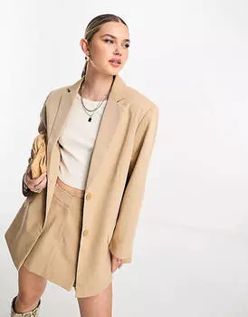 Светло-коричневый блейзер ASOS DESIGN Dad Coord
