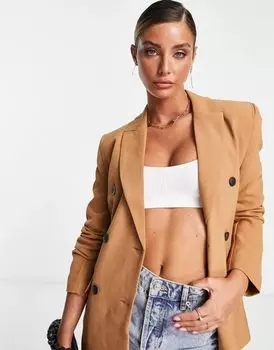 Светло-коричневый двубортный пиджак ASOS