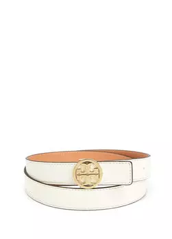 Светло-Коричневый двусторонний женский кожаный ремень Tory Burch, бежевый