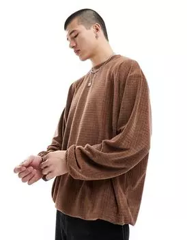 Светло-коричневый фактурный свитшот оверсайз ASOS DESIGN