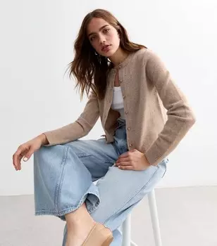 Светло-коричневый кардиган мягкой вязки New Look, светло-коричневый