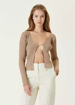 Светло-коричневый кардиган с логотипом Jacquemus