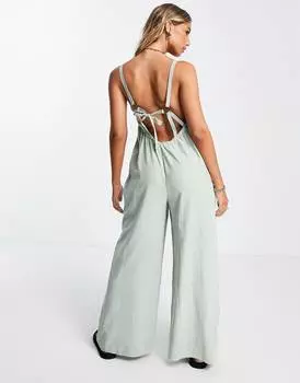 Светло-коричневый комбинезон из купро с кольцом на спине ASOS DESIGN