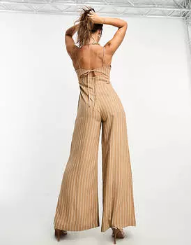 Светло-коричневый комбинезон с вырезами и лямками ASOS DESIGN