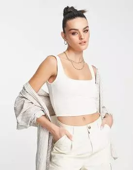 Светло-коричневый корсет в рубчик с квадратным вырезом ASOS DESIGN