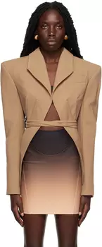 Светло-коричневый корсетный пиджак Mugler