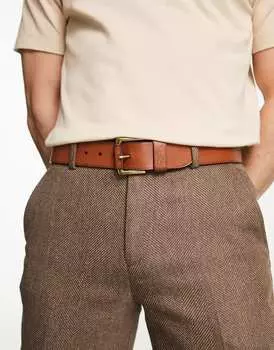 Светло-коричневый кожаный ремень Polo Ralph Lauren с логотипом в виде пони