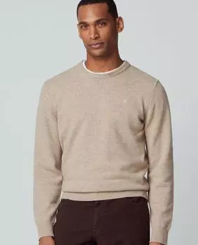 Светло-коричневый мужской свитер с круглым вырезом Hackett, светло-коричневый